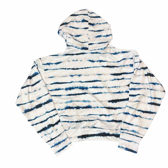 Onzie Women's After Yoga Hoodie M/L White Blue Tie Dye Retro Comfy Cozy NWT - Picture 3 of 9